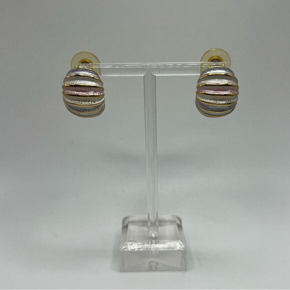 Vintage Pastel and Gold Tone Earrings - Picture 1 of 9